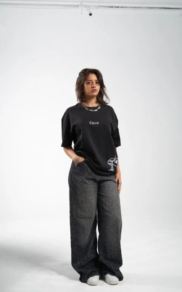 Èlevè ChillVibe Oversized Tee - Black - Image 2