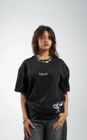 Èlevè ChillVibe Oversized Tee - Black
