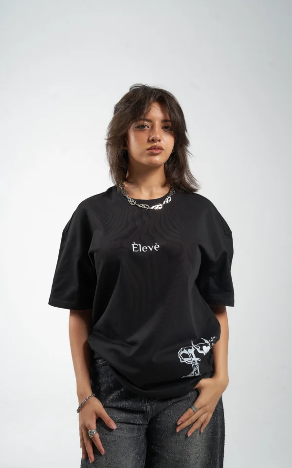 Èlevè ChillVibe Oversized Tee - Black