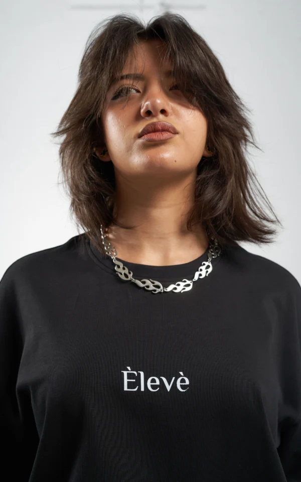 Èlevè ChillVibe Oversized Tee - Black - Image 3